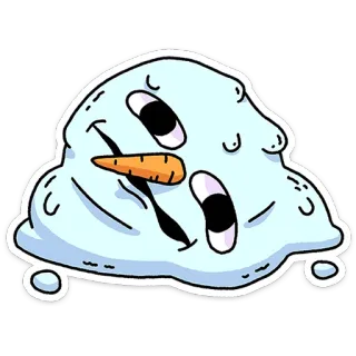 🫠 snowman, melting, cartoon, winter, cute, snow, carrot telegram sticker