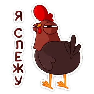 👀 Я слежу chicken, bird, cartoon, funny, watching, russian telegram sticker