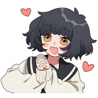 😍 Anime, Garota, Kawaii, Fofo, Corações, Desenho animado telegram sticker
