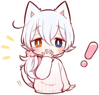 ❗️ Аниме, Чиби, Котомальчик, Каваий, Милый, Иллюстрация, Манга telegram sticker