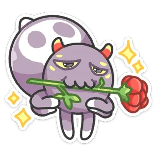 🌹 fofo, monstro, rosa, kawaii, desenho animado whatsapp sticker