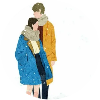 ❤ paar, winter, schnee, mode, illustration, liebe whatsapp sticker