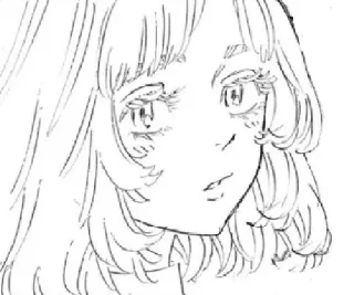 🙁 Anime, Manga, Croquis, Portrait, Femme, Dessin au trait telegram sticker