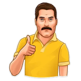 👍 Freddie Mercury Freddie Mercury, Queen, Daumen hoch, Sänger, Schnurrbart, gelbes Hemd, positiv telegram sticker