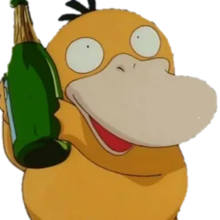 🍾 Psyduck Pokemon Псидак, Покемон, Мультфильм, Бутылка, Утка, Животное telegram sticker
