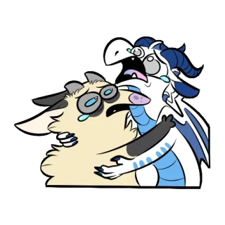 💦 卡通, 哭, 动物, 悲伤, 拥抱 telegram sticker