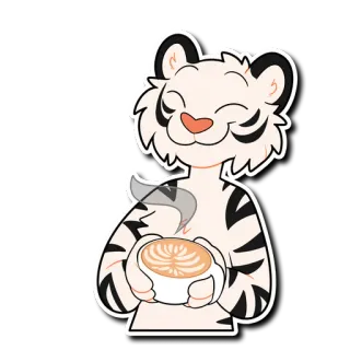 ☕️ tygrys, słodki, latte, kawa, zwierzę, naklejka telegram sticker