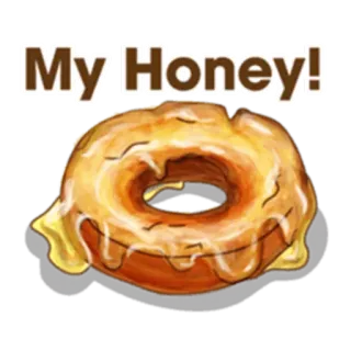 🍯 My Honey! miele, ciambella, cibo, dolce, dessert whatsapp sticker