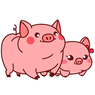 👫 babi, binatang, imut, kawaii, merah muda, kartun telegram sticker