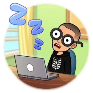 🌟 mengantuk, lelah, laptop, kartun, bosan, zzz, kelelahan telegram sticker