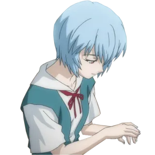 😌 Rei Ayanami Neon Genesis Evangelion rei ayanami, evangelion, anime, personagem, cabelo azul whatsapp sticker