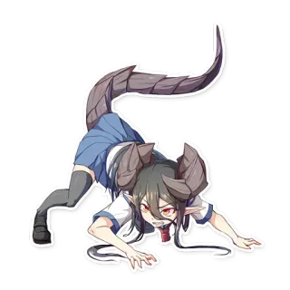 😈 anime, demon girl, horns, tail, school uniform, fantasy telegram sticker