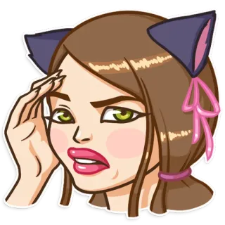 🤦‍♀️ кошачьи ушки, мультик, женщина, стикер, аниме, раздраженный telegram sticker