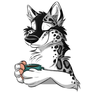 😌 Furry, Antropomórfico, Animal, Desenho animado, Café, Fofo, Relaxante telegram sticker