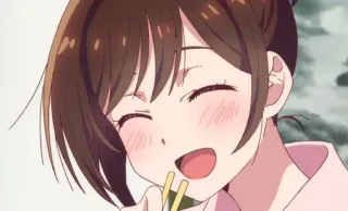 🌷 Anime, Jedzenie, Szczęśliwy, Uśmiech, Pałeczki, Słodki telegram sticker