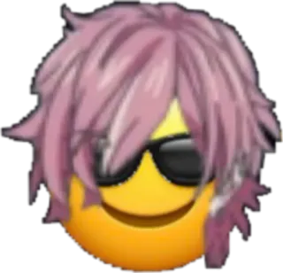 😎 emoji, gafas de sol, pelo rosa, pegatina telegram sticker