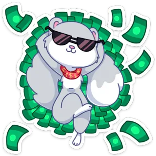 🤑 squirrel, money, cartoon, sunglasses, rich telegram sticker