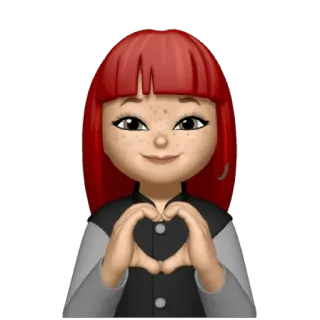 💖 Emoji, Cuore, Amore, Carino, Capelli rossi, Cartone animato telegram sticker