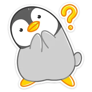 🤔 pinguino, cartone animato, domanda, confuso, animale, uccello, carino telegram sticker