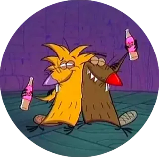 ⚪️ cartoon, beavers, drinking, funny telegram sticker