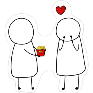 😋 boneco palito, amor, batata frita, mcdonald's, coração, oferta, fofo, romântico whatsapp sticker