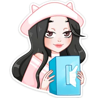 😏 스티커, 귀여운, 카와이, 소녀, 일러스트, 티슈 케이스 telegram sticker
