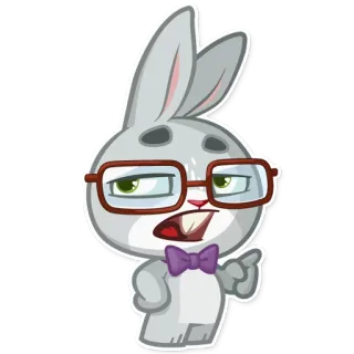 ☝ 漫画, ウサギ, ウサギ, メガネ, オタク, 動物, キャラクター, ステッカー telegram sticker