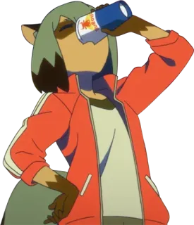 🥤 Michiru Kagemori BNA: Brand New Animal Anime, Tanuki, Furry, Antro, Red Bull, Bere telegram sticker