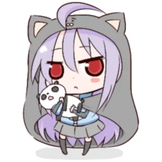 😍 Anime, Chibi, Kawaii, Panda, Ragazza, Adesivo whatsapp sticker