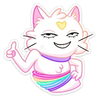 👍 кот, мультфильм, стикер, животное, иллюстрация, большой палец вверх telegram sticker
