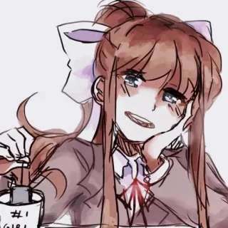 📄 Monika Doki Doki Literature Club! #1 GIRL Anime, Jeu vidéo, Écolière, Mignon, Kawaii telegram sticker