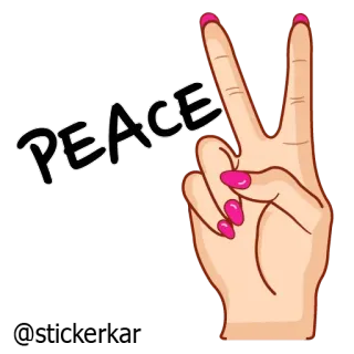 ✌️ PEACE pace, gesto della mano, segno di pace, dita, unghie, rosa telegram sticker