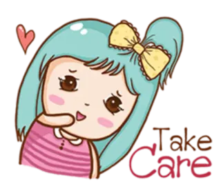 🙍 Take Care Pass auf dich auf, Cartoon, Mädchen, Süß, Gruß telegram sticker