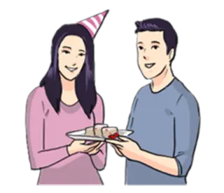 🎂 aniversário, bolo, celebração, festa, amigos telegram sticker