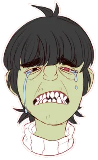 😭 Murdoc Niccals Gorillaz murdoc niccals, gorillaz, cartone animato, piangere, personaggio, triste telegram sticker