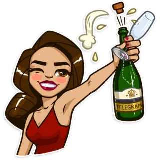 🍾 TELEGRAM ผู้หญิง, ปาร์ตี้, ฉลอง, ดื่ม, โทรเลข, โซเชียลมีเดีย telegram sticker