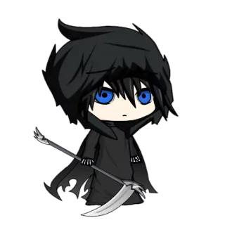 😐 malaikat maut, sabit, kematian, sosok berkerudung, kartun, anime telegram sticker