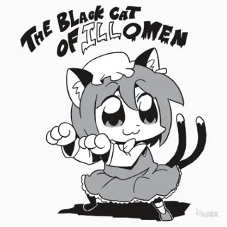 😾 THE BLACK CAT OF ILLLOMEN gato, dibujos animados, anime, gato negro, personaje, arte whatsapp sticker