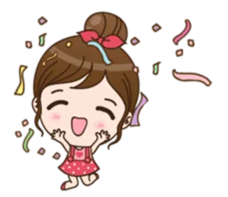 🙌 Desenho animado, Menina, Celebração, Confete, Feliz telegram sticker