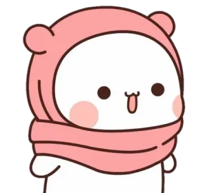 ☺️ schattig, lief, cartoon, roze, sjaal, dier whatsapp sticker