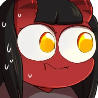 😳 Cartoon, Anime, Teufel, Dämon, Nervös, Schweiß telegram sticker