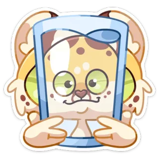 😐 animal, dibujos animados, pegatina, vidrio, lindo, arte digital telegram sticker