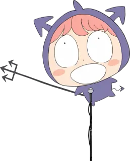 😈 Dessin animé, Diable, Anime, Trident, Capuche, Mignon telegram sticker