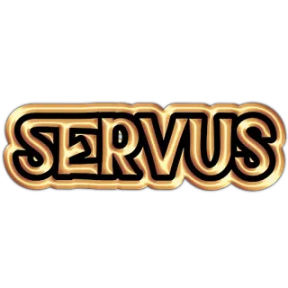 👻 SERVUS 问候, 德语, Servus, 文字, 词, 金色 telegram sticker