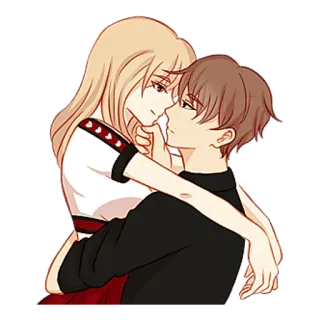 🤗 anime, couple, romance, affectionate, cartoon telegram sticker