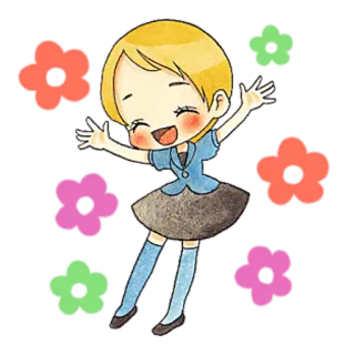 🥳 cartoon, meisje, bloemen, vrolijk, schattig telegram sticker