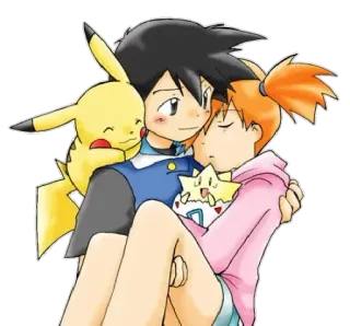 💑 Ash Ketchum Pokemon Покемон, Эш Кетчум, Пикачу, Мисти, Аниме, Мультфильм telegram sticker