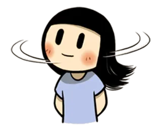 😗 cartoon, character, girl, spinning head, motion, blush, cute telegram sticker