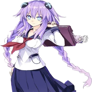 💼 Neptune Hyperdimension Neptunia Anime, Jeu vidéo, Uniforme scolaire, Cheveux violets, Neptune, Hyperdimension Neptunia, Mignon, Kawaii telegram sticker
