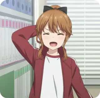 😅 动漫, 女孩, 卡通, 校服, 微笑, 开朗 telegram sticker
